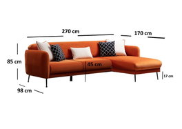 Atelier Del Sofa Sevilla Corner Right (L3+Chl) Sofá-Cama Esquinero Naranja 270 x 170 cm
